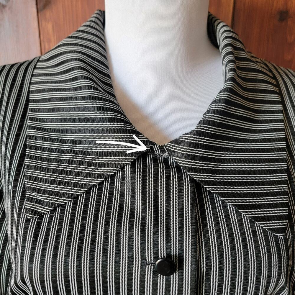 Vintage Miss Marilyn of Dallas 50s Black & White Striped Dress Collared Buttons - Picture 5 of 16